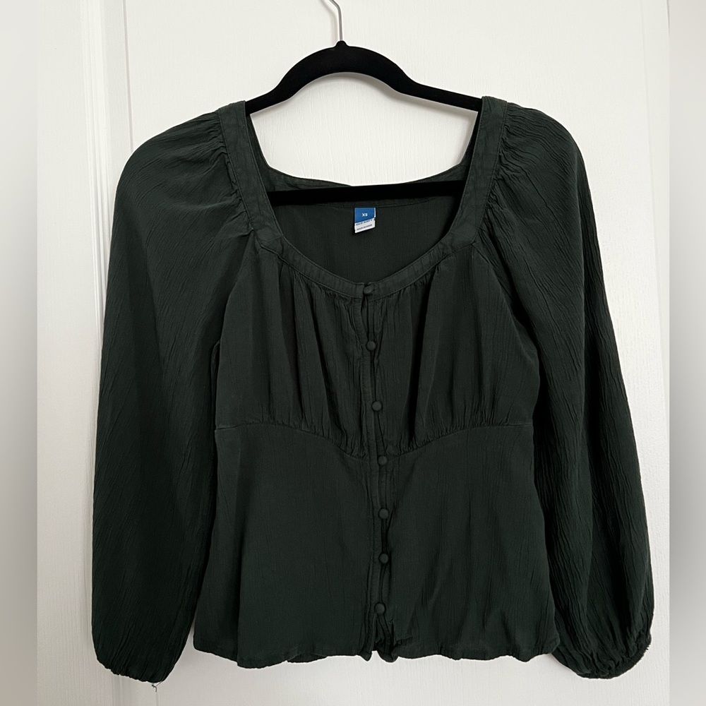 Old Navy Peasant Top in Dark Green